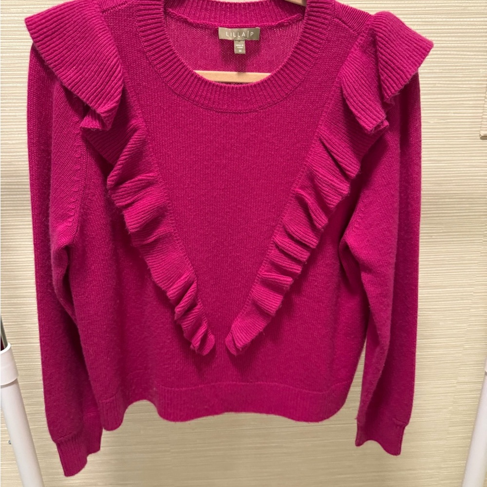 Lilla P Pink Ruffle Sweater